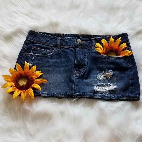 American Eagle Outfitters Dresses & Skirts - AEO Distressed Denim Mini Skirt